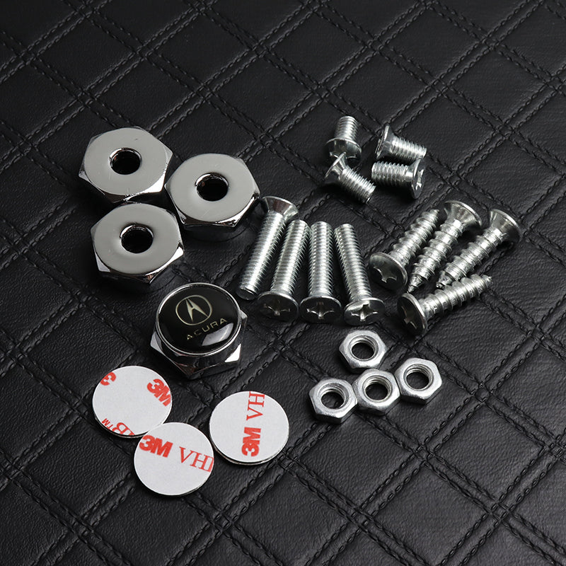 For Acura Racing Car Metal License Plate Frame Screw Chrome Bolt Cap Cover Frame Holder 4 pcs - Image 2