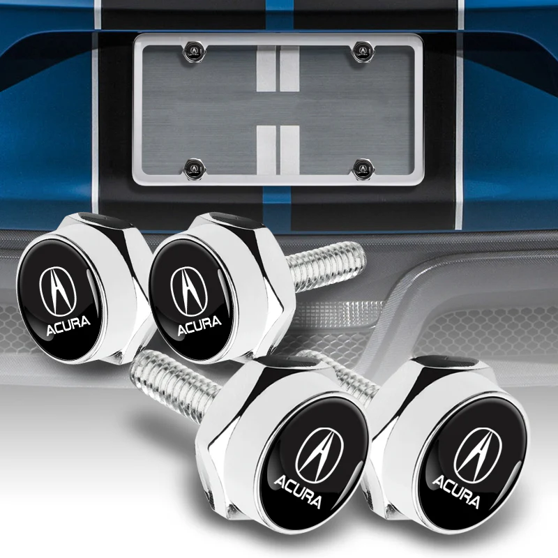For Acura Racing Car Metal License Plate Frame Screw Chrome Bolt Cap Cover Frame Holder 4 pcs - Image 5