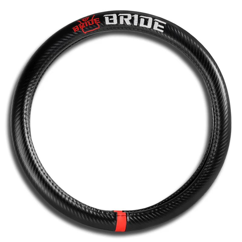 For BRIDE Racing 15" Diameter Car Steering Wheel Cover Carbon Fiber Look Leather X1 - Image 4
