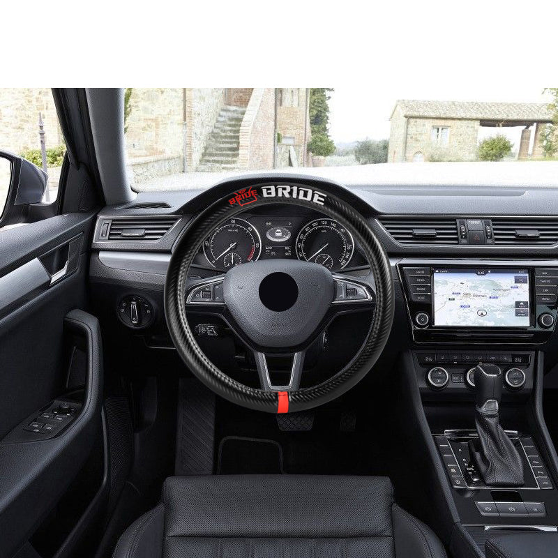 For BRIDE Racing 15" Diameter Car Steering Wheel Cover Carbon Fiber Look Leather X1 - Image 6
