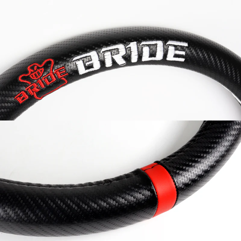 For BRIDE Racing 15" Diameter Car Steering Wheel Cover Carbon Fiber Look Leather X1 - Image 7
