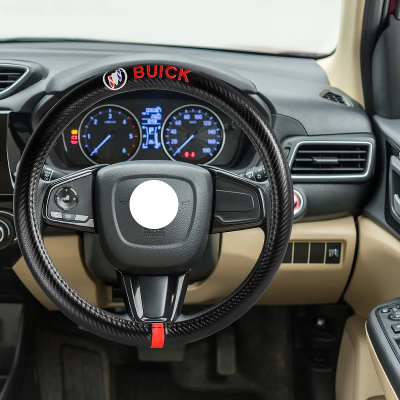 For all BUICK 15" Diameter Car Steering Wheel Cover Carbon Fiber Look Leather X1 - Image 5