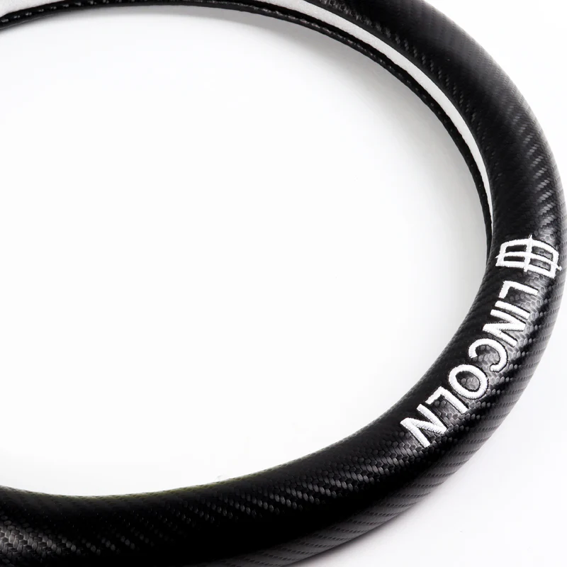 For all LINCOLN 15" Diameter Car Steering Wheel Cover Carbon Fiber Look Leather X1 - Image 2