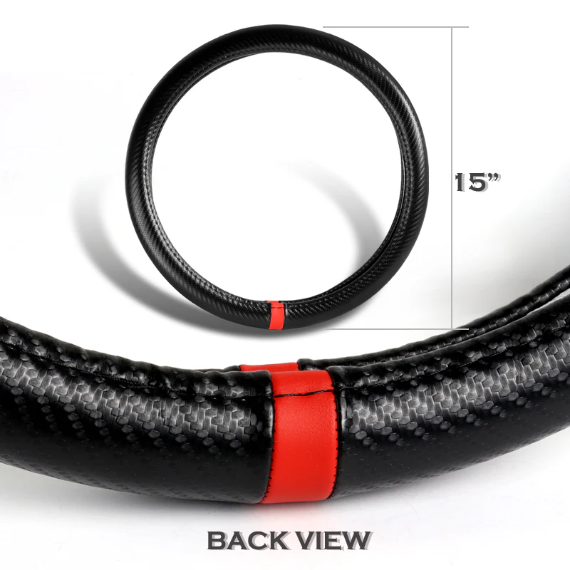 Carbon Fiber Look Leather 15" (38cm) Diameter Car Steering Wheel Cover For all Makes and Models X1 - Image 4