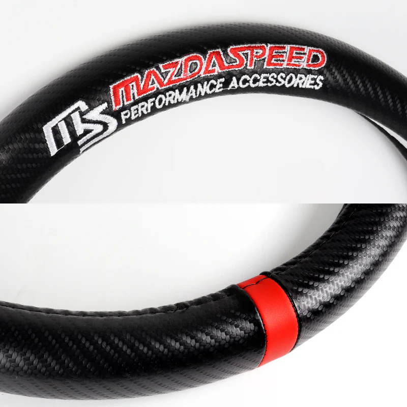 For all Mazda MazdaSpeed 15" Diameter Car Steering Wheel Cover Carbon Fiber Look Leather X1 - Image 7