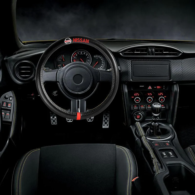 For all Nissan NISMO 15" Diameter Car Steering Wheel Cover Carbon Fiber Look Leather X1 - Image 6