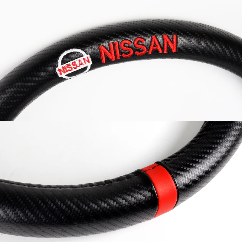 For all Nissan NISMO 15" Diameter Car Steering Wheel Cover Carbon Fiber Look Leather X1 - Image 7