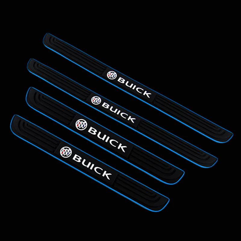 For Buick 4PCS Blue Border Rubber Car Door Scuff Sill Cover Panel Step Protector - Image 2