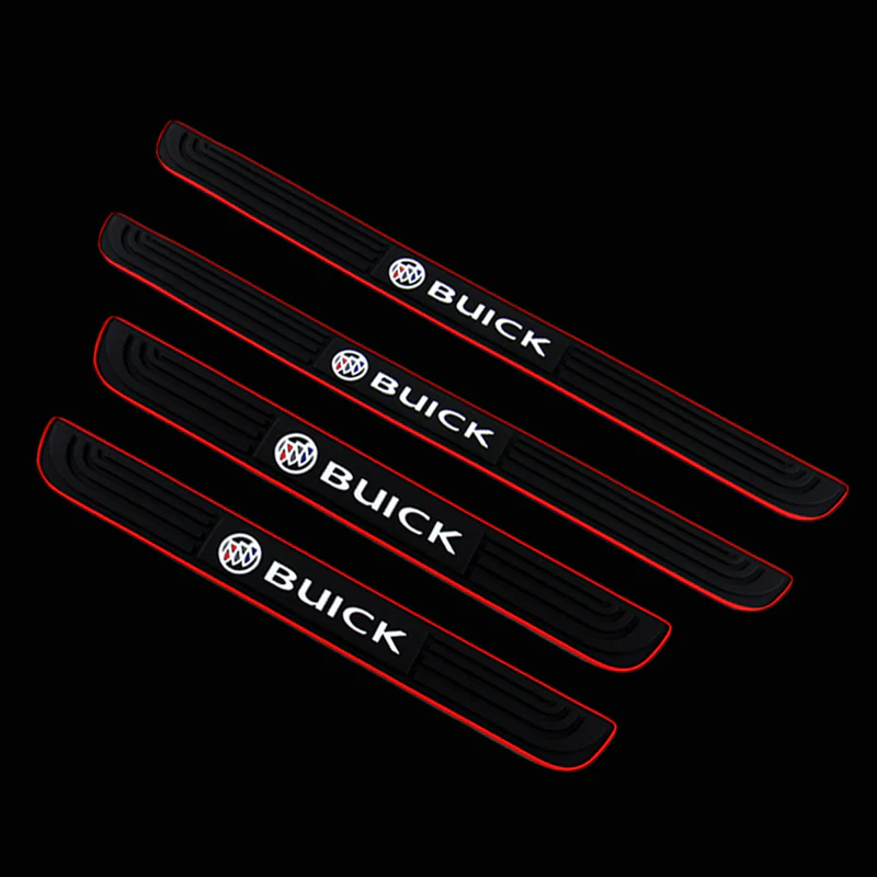 For Buick 4PCS Red Border Rubber Car Door Scuff Sill Cover Panel Step Protector - Image 2