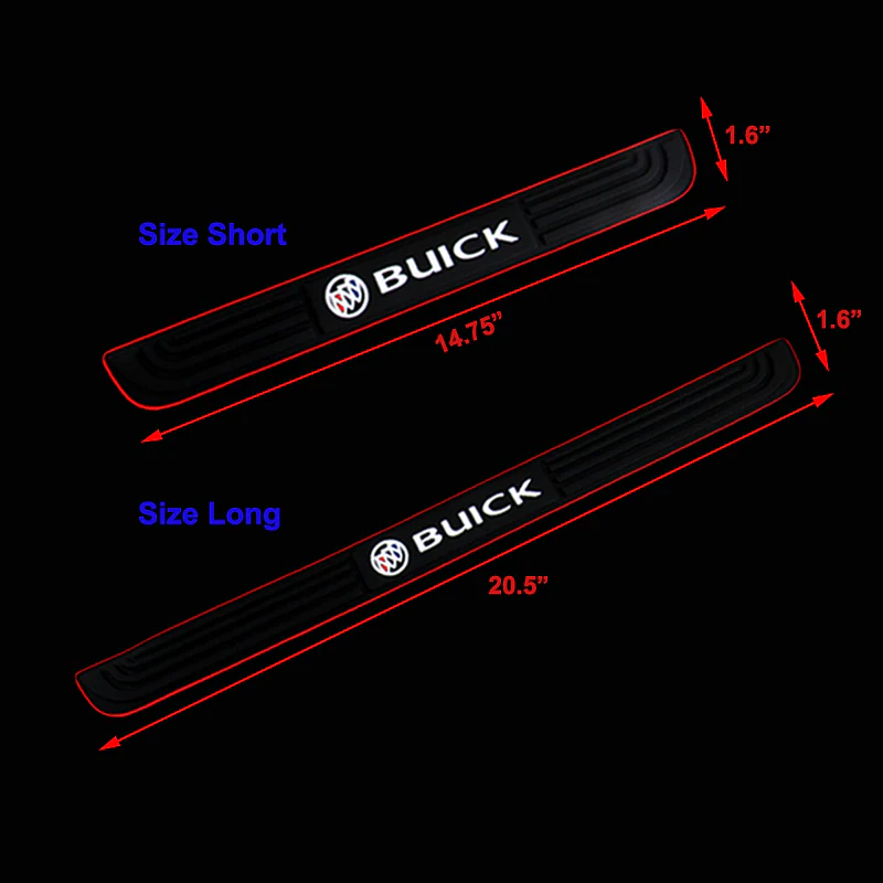 For Buick 4PCS Red Border Rubber Car Door Scuff Sill Cover Panel Step Protector - Image 5