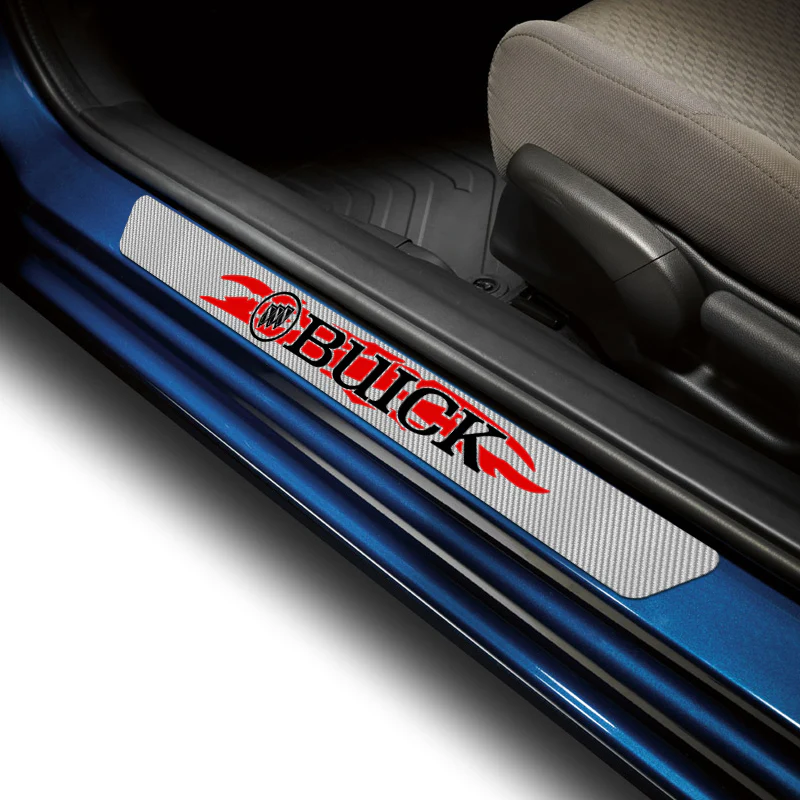 For Buick Carbon Fiber Car Door Scuff Sill Cover Panel Step Protector 4PCS Set - Image 3