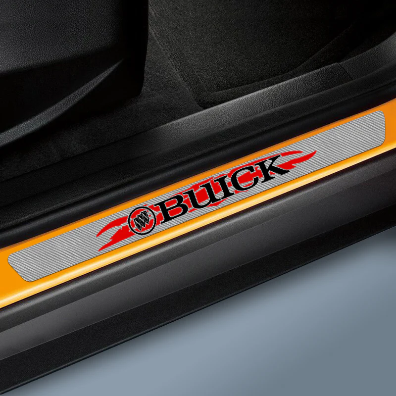 For Buick Carbon Fiber Car Door Scuff Sill Cover Panel Step Protector 4PCS Set - Image 6