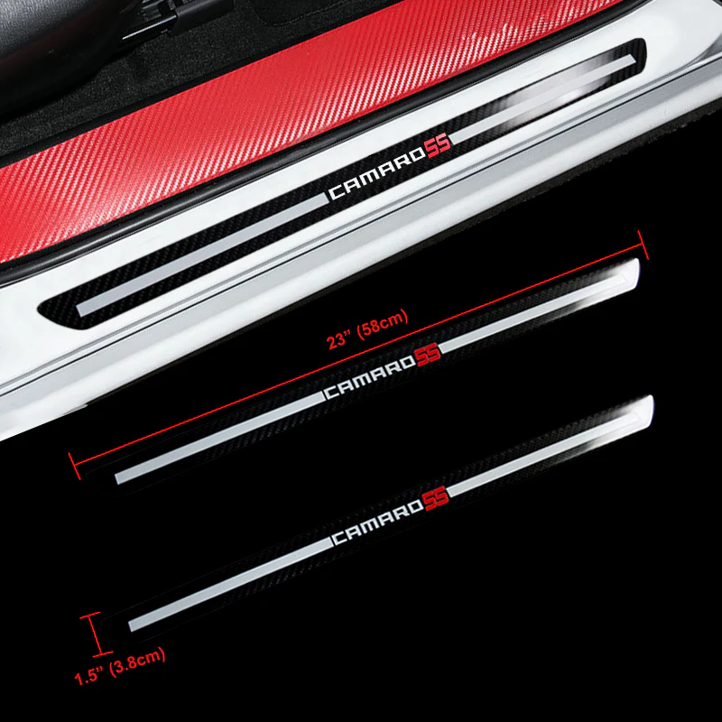 For CAMARO SS Carbon Fiber Car Door Welcome Plate Sill Scuff Cover Panel Sticker with LED Grill Emblem 3PCS Set - Image 6