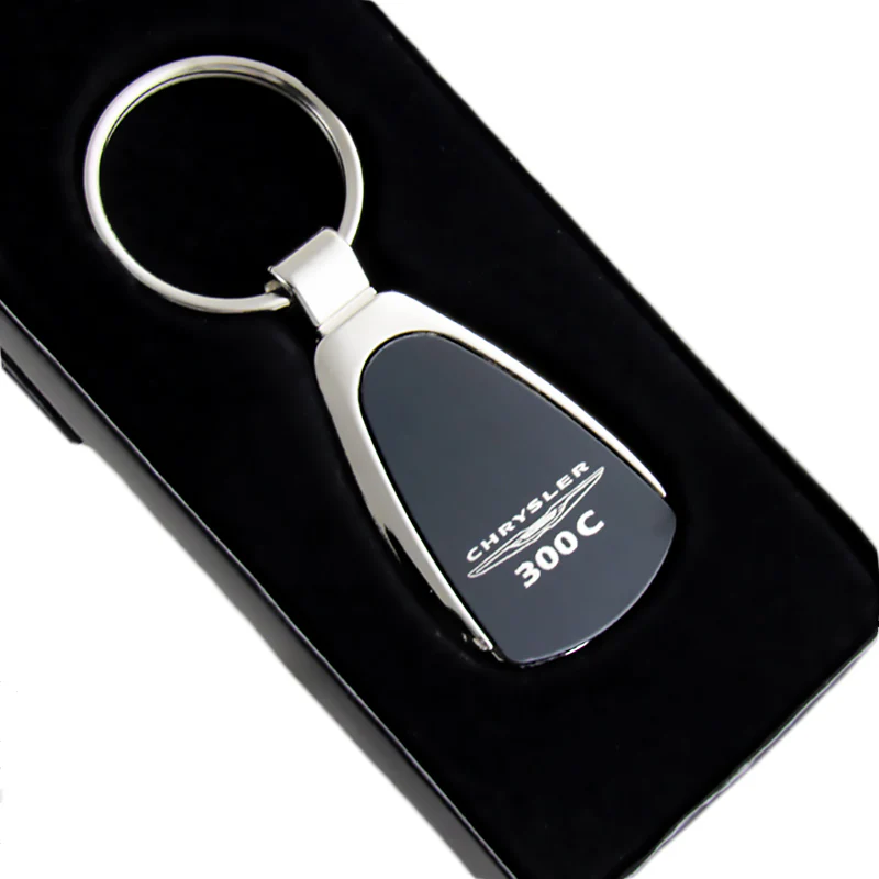 For Chrysler 300C Logo Authentic Metal Chrome Black Tear Drop Key Chain Ring Fob - Image 3