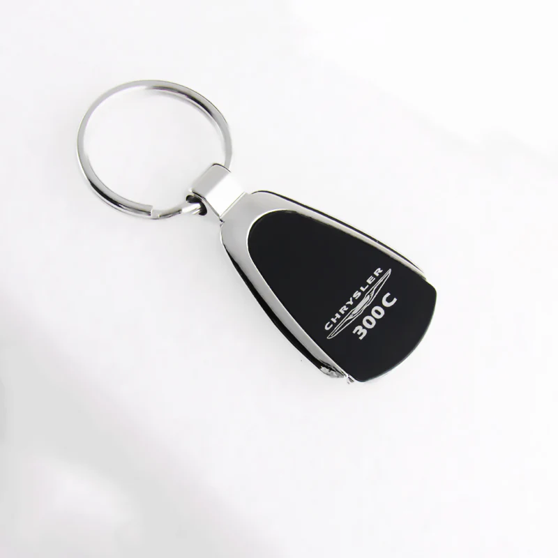 For Chrysler 300C Logo Authentic Metal Chrome Black Tear Drop Key Chain Ring Fob - Image 4
