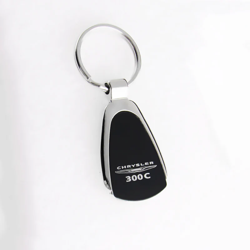 For Chrysler 300C Logo Authentic Metal Chrome Black Tear Drop Key Chain Ring Fob - Image 5