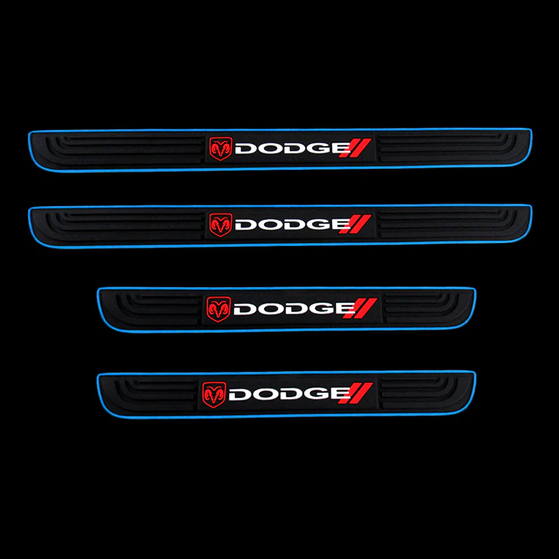For DODGE 4PCS Blue Border Rubber Car Door Scuff Sill Cover Panel Step Protector - Image 3