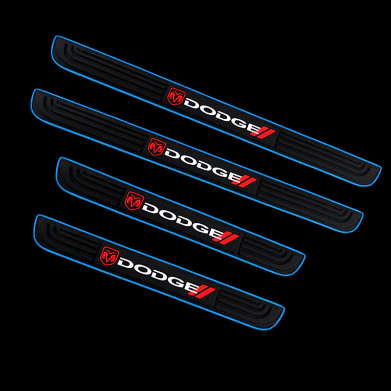 For DODGE 4PCS Blue Border Rubber Car Door Scuff Sill Cover Panel Step Protector - Image 6