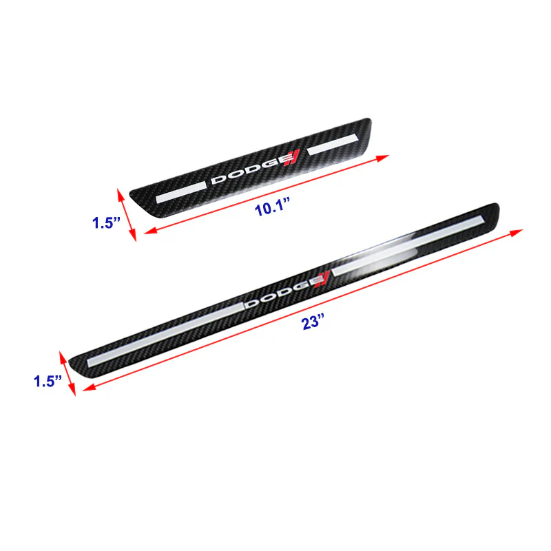 For Dodge Carbon Fiber Car Door Welcome Plate Sill Scuff Cover Decal Sticker 4pc Set - Image 2