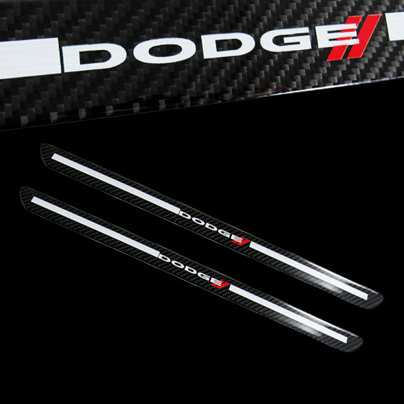 For Dodge Carbon Fiber Car Door Welcome Plate Sill Scuff Cover Decal Sticker 4pc Set - Image 3