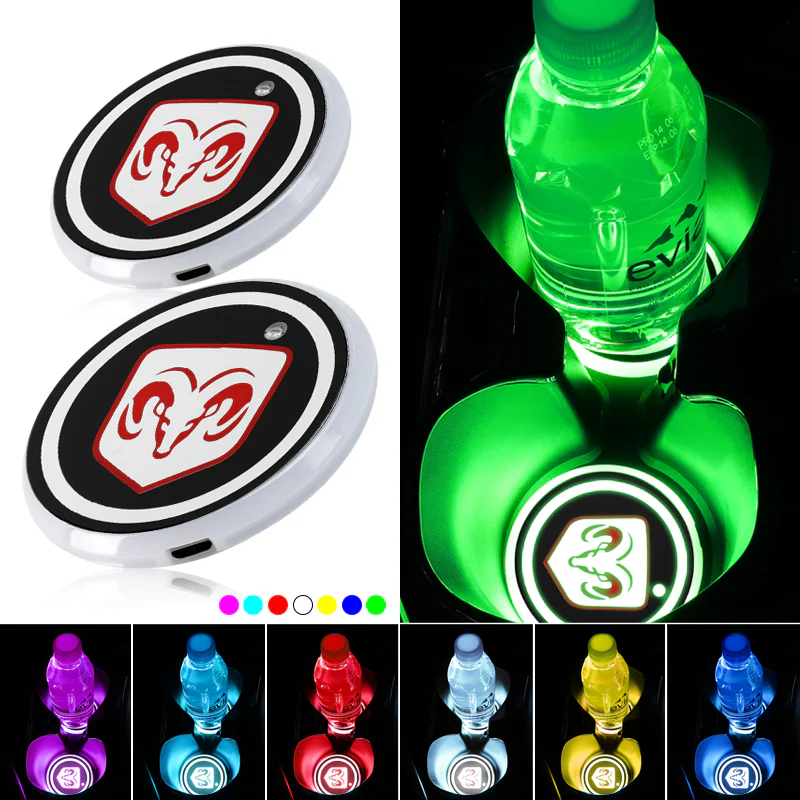 For Dodge Carbon Fiber Car Door Welcome Plate Sill Scuff Cover Decal Sticker 4pc Set with LED Coaster - Image 8