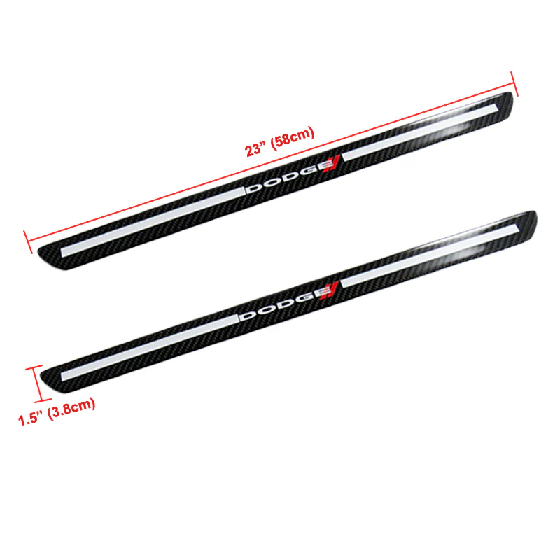 For Dodge Carbon Fiber Car Front Door Welcome Plate Sill Scuff Cover Decal Sticker 2pc Set - Image 4