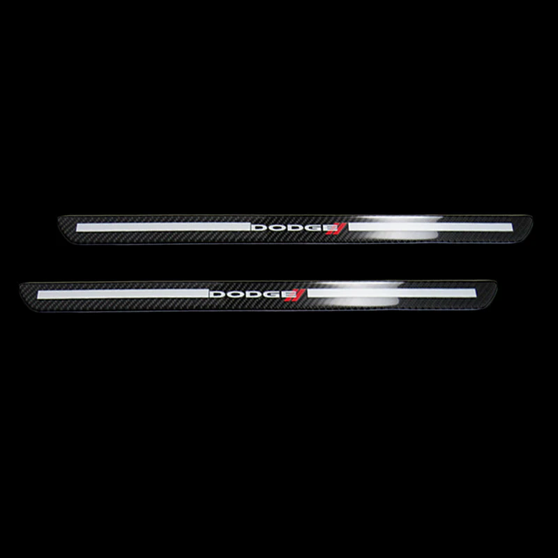 For Dodge Carbon Fiber Car Front Door Welcome Plate Sill Scuff Cover Decal Sticker 2pc Set - Image 5