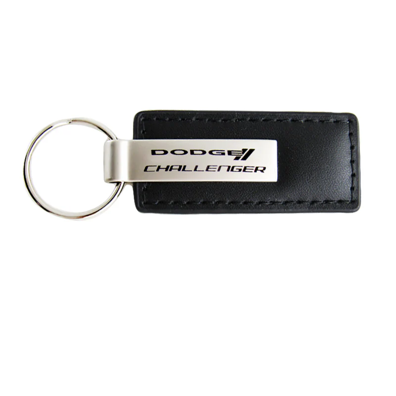 For Dodge Challenger Key Ring Black Leather Rectangular Keychain - KC1540.CHA - Image 3