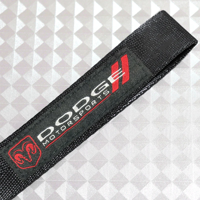 For Dodge Racing Logo Keychain Metal Key Ring Hook Black Strap Nylon Lanyard - Image 4
