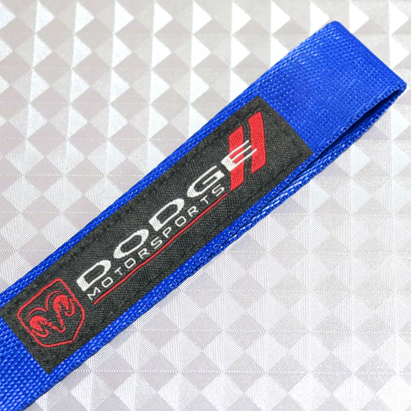 For Dodge Racing Logo Keychain Metal Key Ring Hook Blue Strap Nylon Lanyard - Image 4