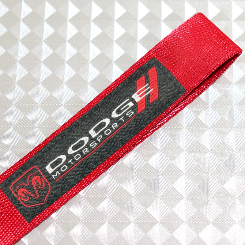 For Dodge Racing Logo Keychain Metal Key Ring Hook Red Strap Nylon Lanyard - Image 4