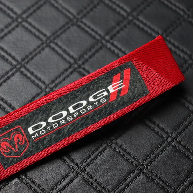For Dodge Racing Logo Keychain Metal Key Ring Hook Red Strap Nylon Lanyard - Image 6