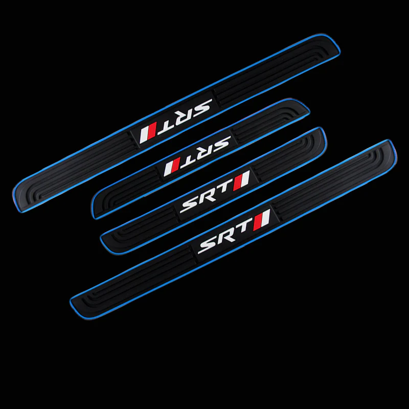 For Dodge SRT 4PCS Blue B Rubber Car Door Scuff Sill Cover Panel Step Protector - Image 2