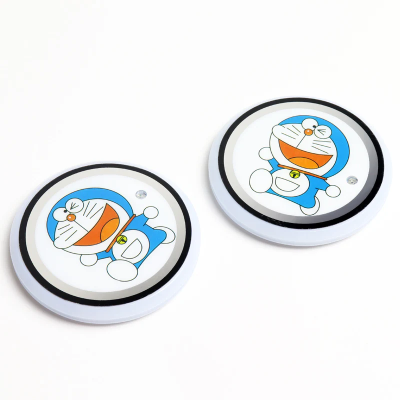 For DORAEMON Switchable 7 Color LED Cup Holder Car Button Mat Atmosphere Light 2PCS - Image 2