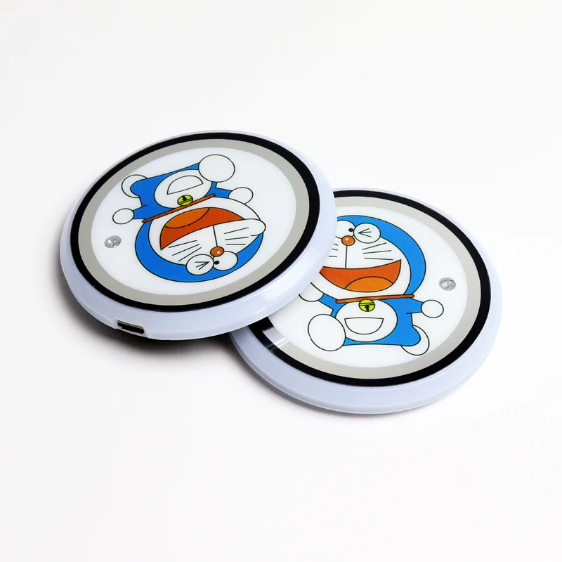 For DORAEMON Switchable 7 Color LED Cup Holder Car Button Mat Atmosphere Light 2PCS - Image 7