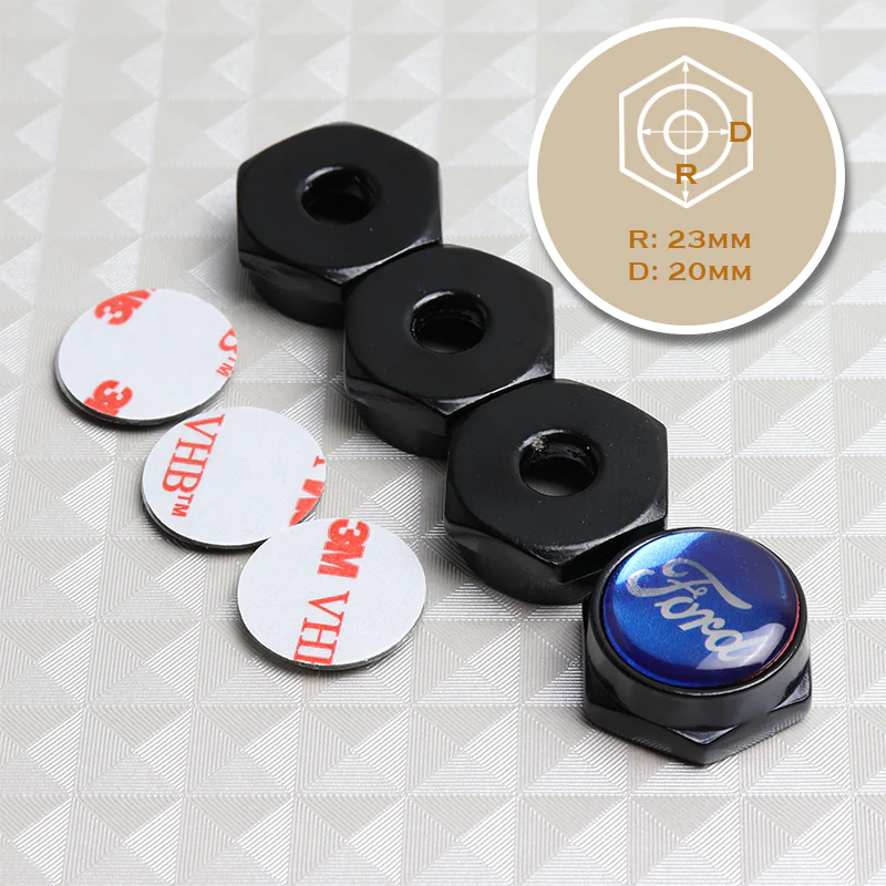 For FORD Black/Blue Car License Plate Frame Security Screw Bolt Caps Covers 4pcs - Image 6
