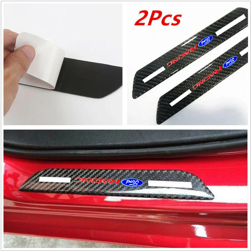 For Ford Carbon Fiber Car Door Welcome Plate Sill Scuff Cover Panel Sticker 4PCS Set - Image 3