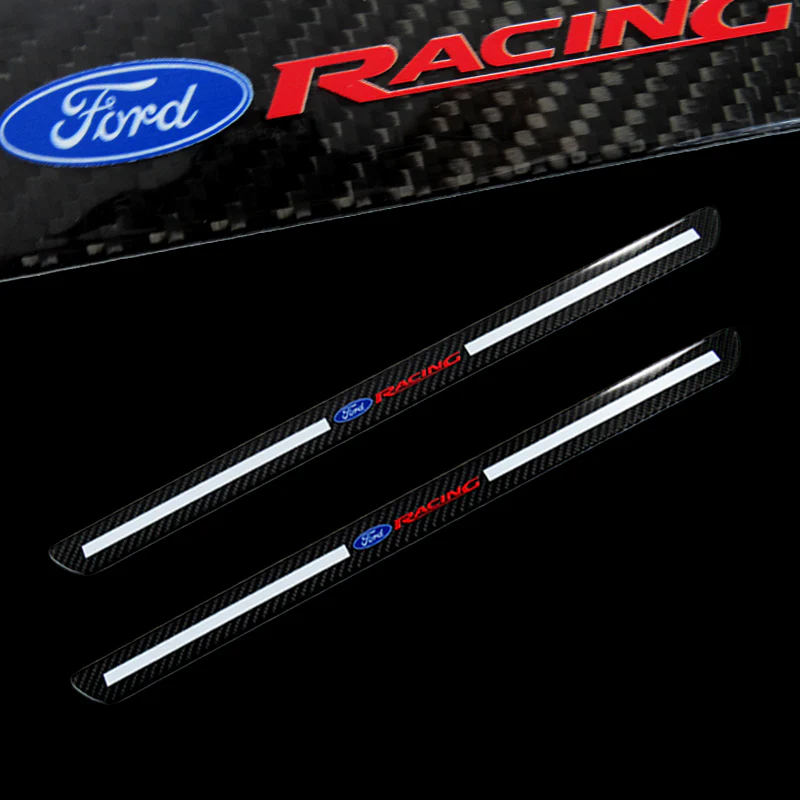 For Ford Carbon Fiber Car Front Door Welcome Plate Sill Scuff Cover Panel Sticker 2PCS Set - Image 2