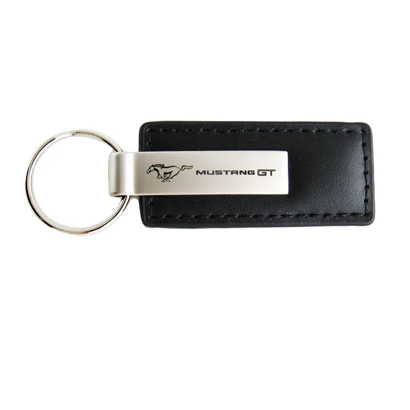 For FORD MUSTANG GT Key Ring Black Leather Rectangular Keychain - KC1540.MGT - Image 2