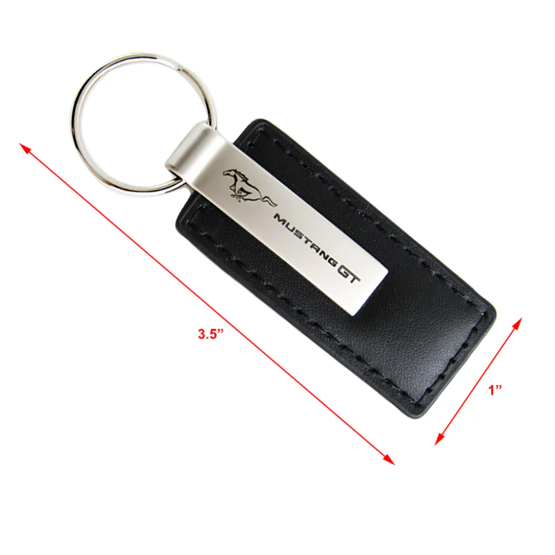 For FORD MUSTANG GT Key Ring Black Leather Rectangular Keychain - KC1540.MGT - Image 3