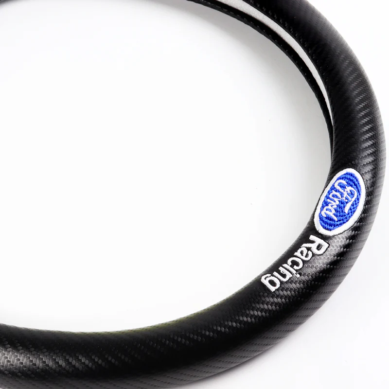 For FORD RACING 15" Diameter Car Steering Wheel Cover Carbon Fiber Look Leather X1 - Image 4
