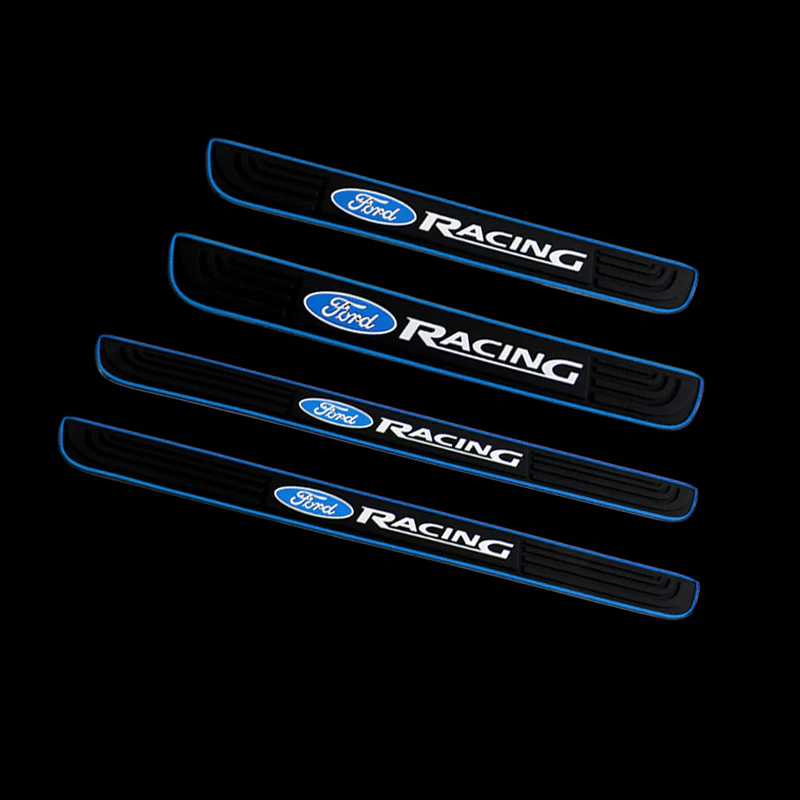 For Ford Racing Blue trimmed Door Sill Scuff Panel Cover Decal Protector 3D Anti Scratch 4PCS - Image 3