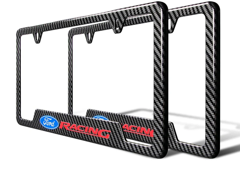 For FORD RACING Carbon Fiber Look License Plate Frame ABS X2 - Image 5