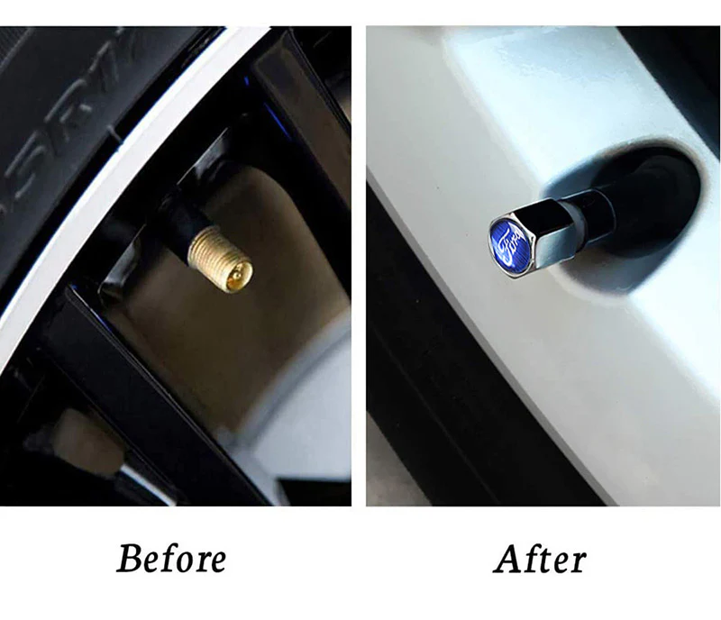 For Ford Set of Xenon White LED 6000K License Plate Lights with Wheel Tire Valves Dust Stem Air Caps - Image 6