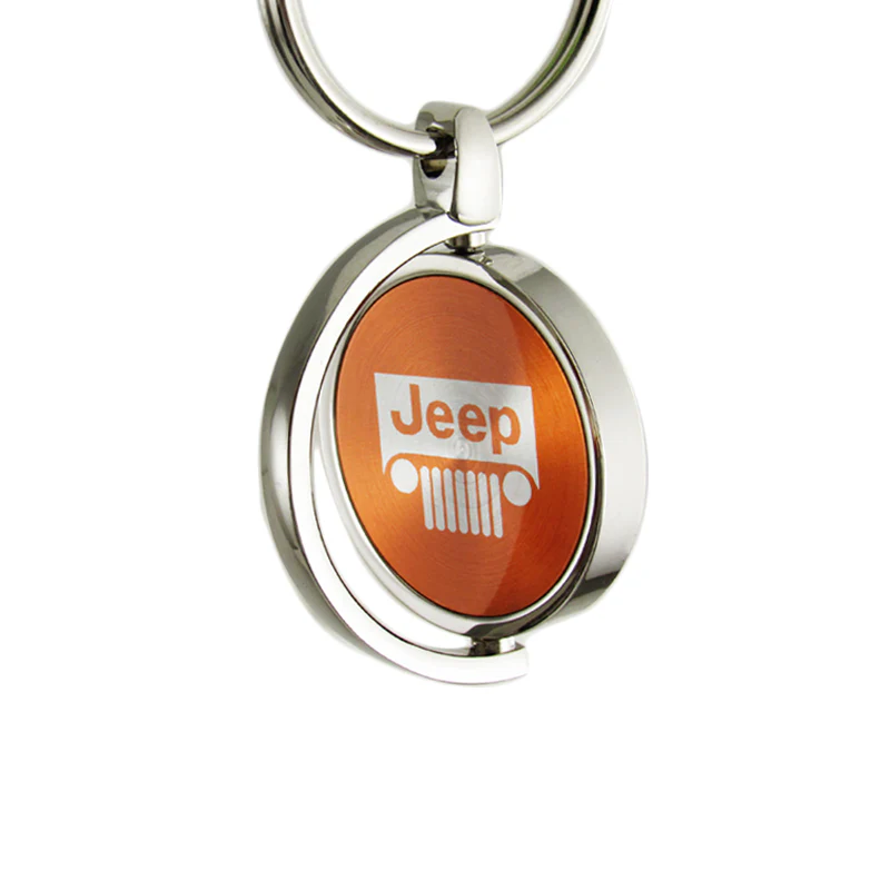 For GENUINE JEEP Logo Orange Metal Chrome Spinner Key Chain Ring Fob New - Image 4