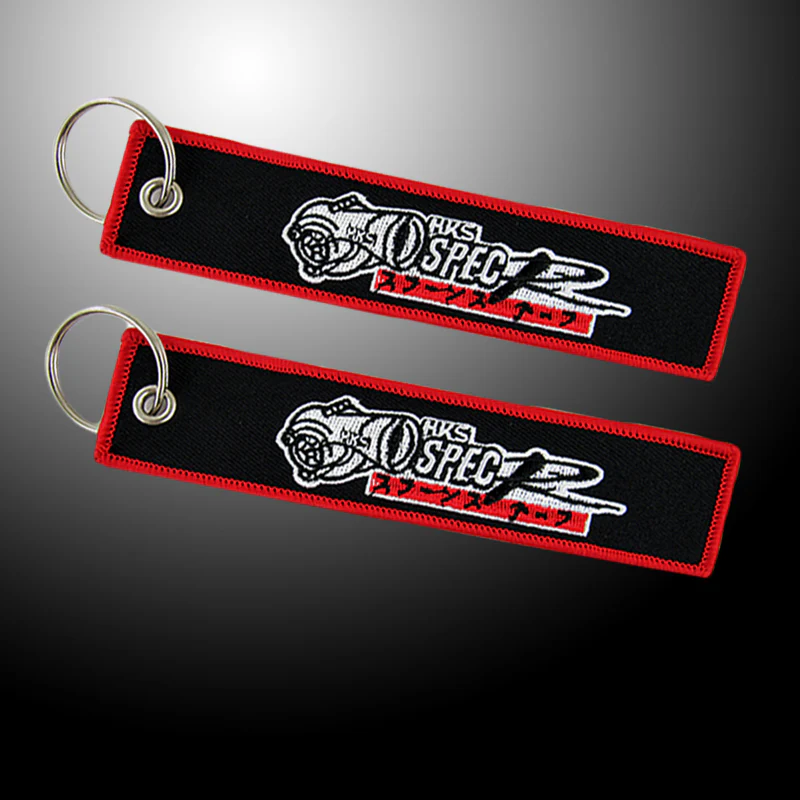 For HKS JDM DOUBLE SIDED EMBROIDERED KEY TAG KEYCHAIN CELL HOLDERS KEY RING X2 - Image 4