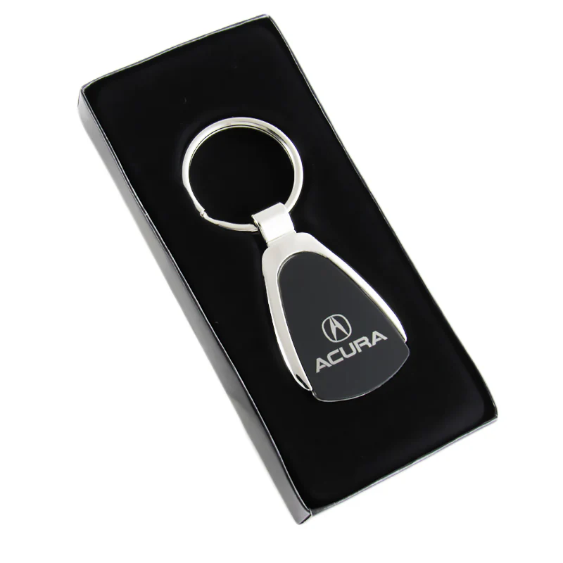 For HONDA ACURA Logo Authentic Metal Chrome Black Tear Drop Key Chain Ring Fob - Image 2
