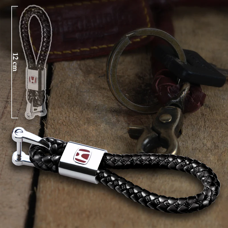 Honda Black BV Style Calf Leather Keychain (Red H) - Image 3