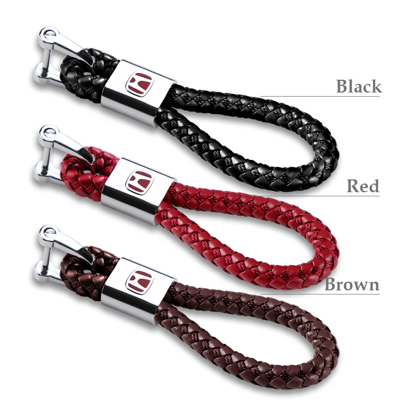 Honda Black BV Style Calf Leather Keychain (Red H) - Image 7