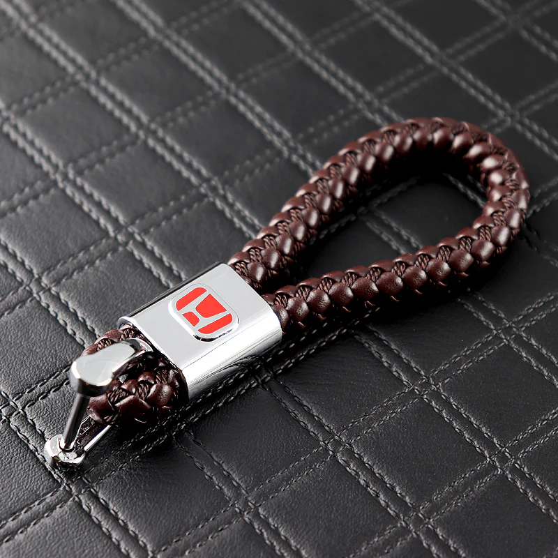 Honda Brown BV Style Calf Leather Keychain (Red H) - Image 6